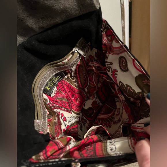 Sophia Visconti Purse Gray Suede And Patent Leather - Picture 10 of 15